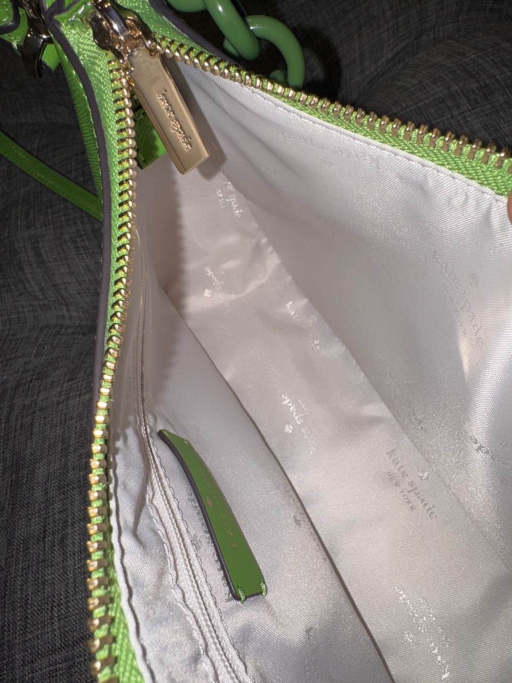 kate spade Madison Convertible Crossbody Green Leather Resin Chain Shoulder Bag - Picture 14 of 17
